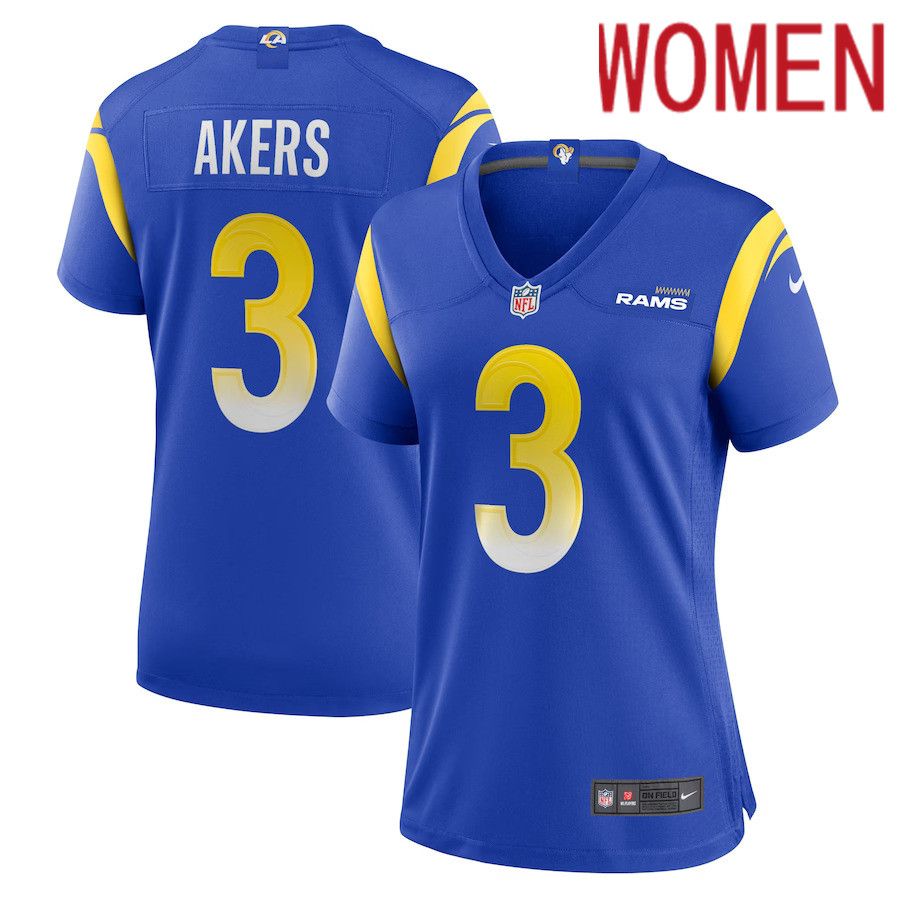 Women Los Angeles Rams #3 Cam Akers Nike Royal Game NFL Jersey